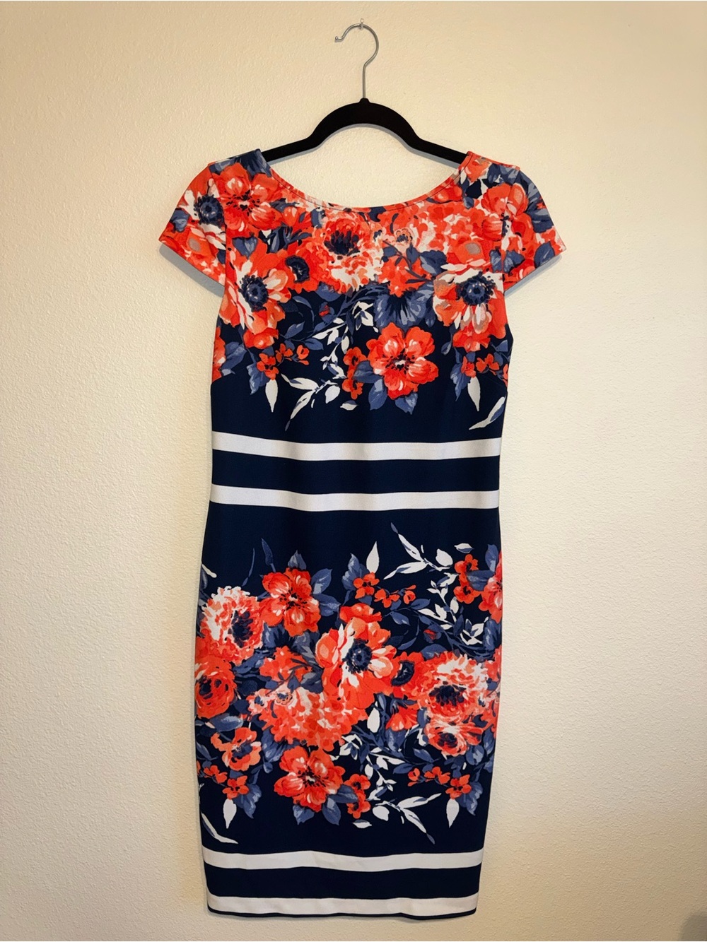 Floral Navy and Coral Dress